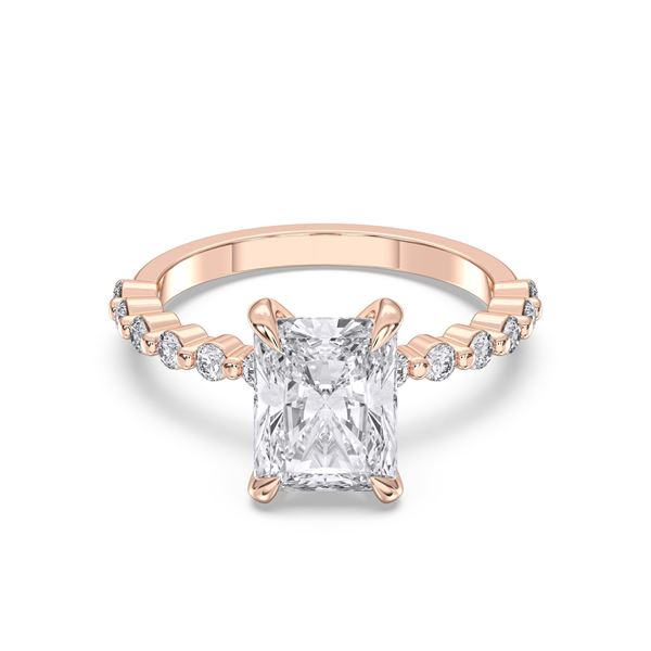 Picture of 4.40 Ct Radiant Cut & Round Brilliant Cut Lab-Grown Diamond Engagement Ring in Solid Gold For Women