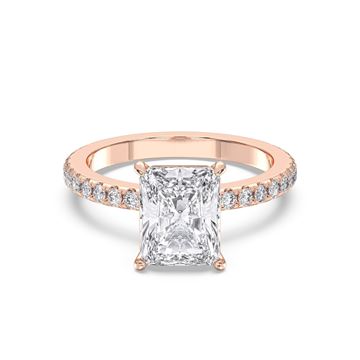 Picture of 4.50 Ct Radiant Cut & Round Brilliant Cut Lab-Grown Diamond Engagement Ring in Solid Gold For Women