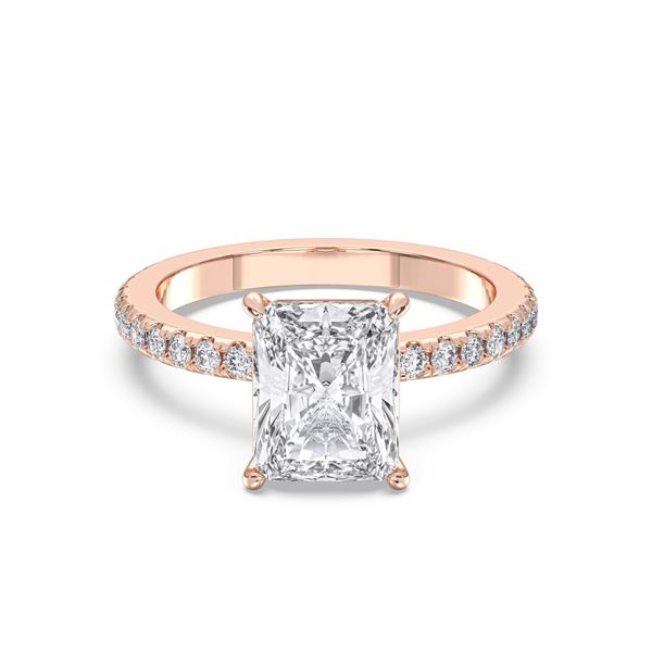 Picture of 4.50 Ct Radiant Cut & Round Brilliant Cut Lab-Grown Diamond Engagement Ring in Solid Gold For Women