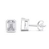 Picture of 1.00 Ct Lab Grown Emerald Cut Diamond Stud Earrings in Solid Gold with Push Back For Women