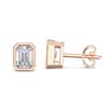 Picture of 1.00 Ct Lab Grown Emerald Cut Diamond Stud Earrings in Solid Gold with Push Back For Women