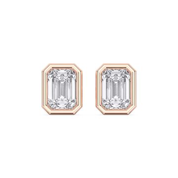 Picture of 1.00 Ct Lab Grown Emerald Cut Diamond Stud Earrings in Solid Gold with Push Back For Women