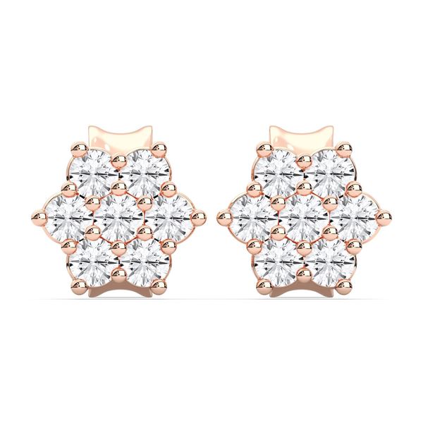 Picture of 0.25 Ct Round Brilliant Cut Lab-Grown Diamond Prong Set Push Back Stud Earring in Solid Gold For Women