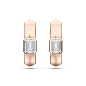 Picture of Elegant 0.50 Ct Emerald Cut Lab-Grown Diamond Huggie Hoop Earring in Solid Gold For Women