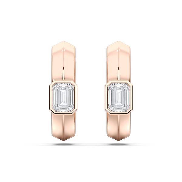 Picture of Elegant 0.50 Ct Emerald Cut Lab-Grown Diamond Huggie Hoop Earring in Solid Gold For Women