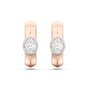 Picture of Elegant 0.50 Ct Oval Cut Lab-Grown Diamond Huggie Hoop Earring in Solid Gold For Women