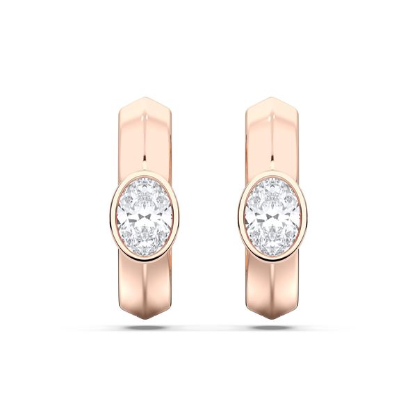 Picture of Elegant 0.50 Ct Oval Cut Lab-Grown Diamond Huggie Hoop Earring in Solid Gold For Women