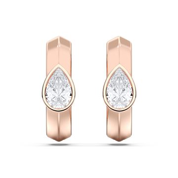 Picture of Elegant 0.50 Ct Pear Cut Lab-Grown Diamond Huggie Hoop Earring in Solid Gold For Women