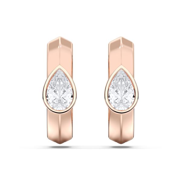 Picture of Elegant 0.50 Ct Pear Cut Lab-Grown Diamond Huggie Hoop Earring in Solid Gold For Women