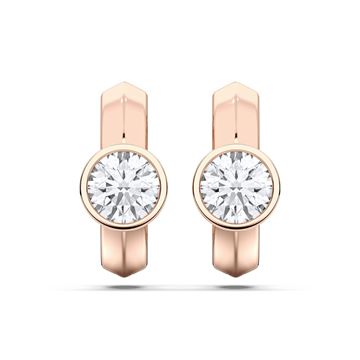 Picture of Elegant 0.50 Ct Round Brilliant Cut Lab-Grown Diamond Huggie Hoop Earring in Solid Gold For Women