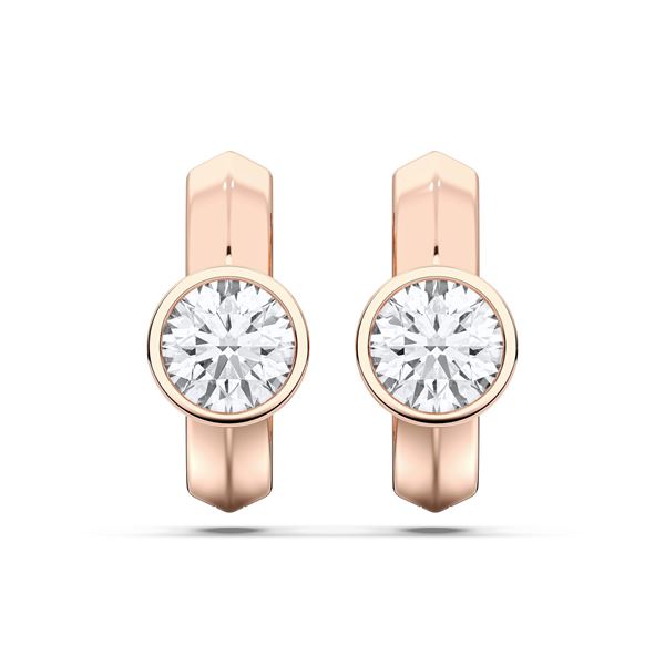 Picture of Elegant 0.50 Ct Round Brilliant Cut Lab-Grown Diamond Huggie Hoop Earring in Solid Gold For Women