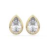 Picture of 1.00 Ct Pear Cut Lab Grown Diamond Bazel Stud Earrings in Solid Gold with Push Back For Women