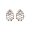Picture of 1.00 Ct Pear Cut Lab Grown Diamond Bazel Stud Earrings in Solid Gold with Push Back For Women