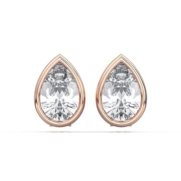 Picture of 1.00 Ct Pear Cut Lab Grown Diamond Bazel Stud Earrings in Solid Gold with Push Back For Women