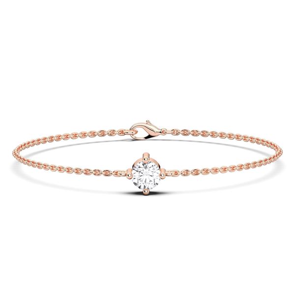 Picture of 0.50 Ct Single Round Brilliant Cut Lab Grown Diamond 7 inch Solitaire Chain Bracelet in Solid Gold for Women