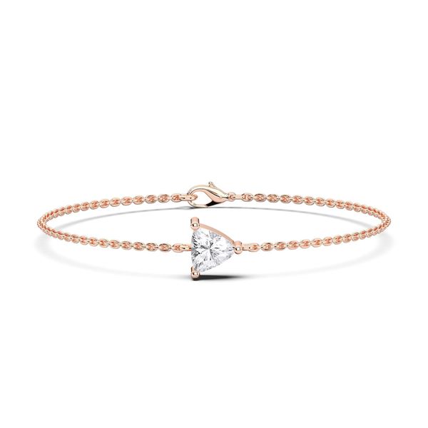 Picture of 0.50 Ct Single Heart Cut Lab Grown Diamond 7 inch Solitaire Chain Bracelet in Solid For Women