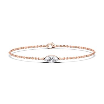 Picture of 0.50 Ct Single Marquise Cut Lab Grown Diamond 7 inch Solitaire Chain Bracelet in Solid For Women