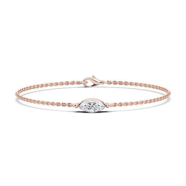 Picture of 0.50 Ct Single Marquise Cut Lab Grown Diamond 7 inch Solitaire Chain Bracelet in Solid For Women