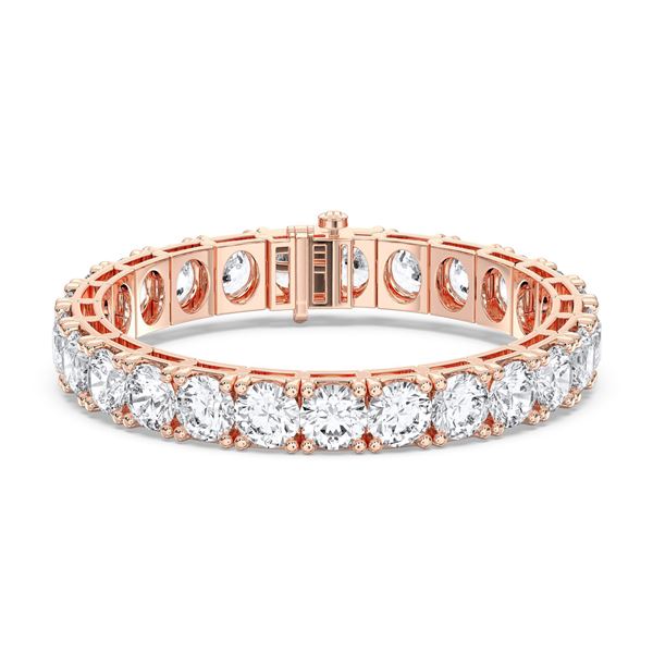 Picture of 27.00 Ct Round Brilliant Cut Lab Grown Diamond Prong Set 7 inch Tennis Bracelet in Solid Gold For Women