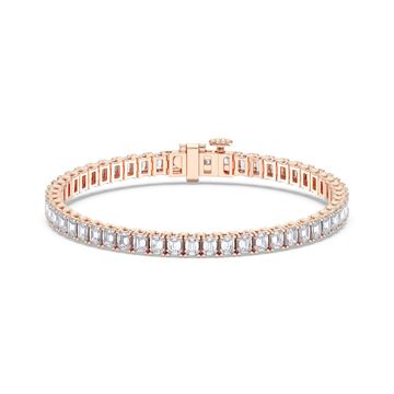 Picture of 8.05 Ct Emerald Cut Lab Grown Diamond Prong Set 7 inch Tennis Bracelet in Solid Gold For Women