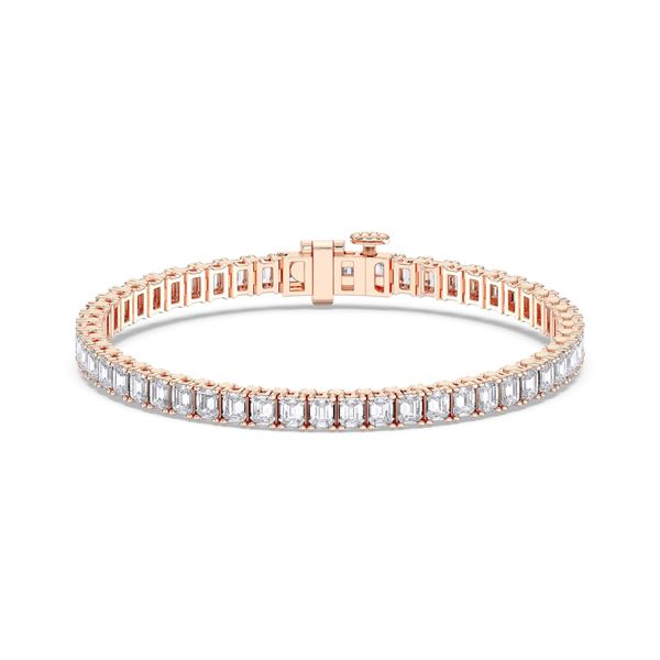 Picture of 8.05 Ct Emerald Cut Lab Grown Diamond Prong Set 7 inch Tennis Bracelet in Solid Gold For Women