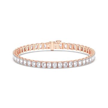 Picture of 14.00 Ct Emerald Cut Lab Grown Diamond Prong Set 7 inch Tennis Bracelet in Solid Gold For Women