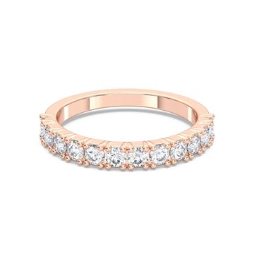 Picture of 0.80 Ct Round Brilliant Cut Lab-Grown Diamond Half Eternity Wedding Band in Solid Gold For Women