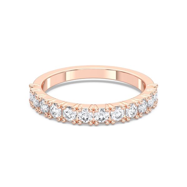 Picture of 0.80 Ct Round Brilliant Cut Lab-Grown Diamond Half Eternity Wedding Band in Solid Gold For Women