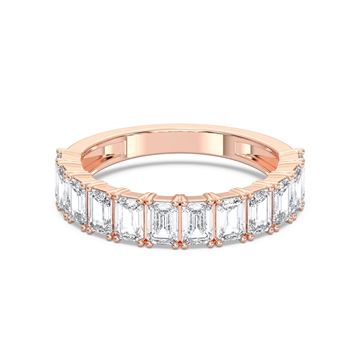 Picture of 2.50 Ct Emerald Cut Lab-Grown Diamond Half Eternity Wedding Band in Solid Gold For Women