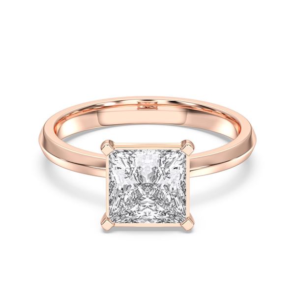 Picture of 2.00 Ct Princess Cut Lab Grown Diamond Solitaire Ring in Solid Gold For Women