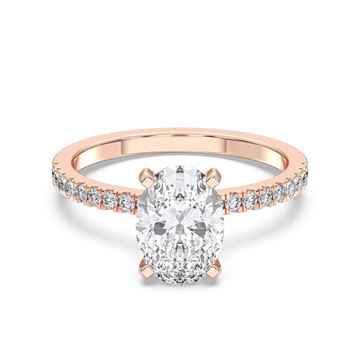 Picture of 1.85 Ct Oval Cut & Round Brilliant Cut Lab-Grown Diamond Engagement Ring in Solid Gold For Women