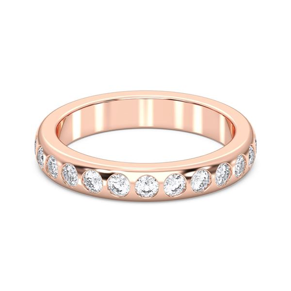 Picture of 0.75 Ct Round Brilliant Cut Lab-Grown Diamond Bezel Set Half Eternity Wedding Band in Solid Gold For Women