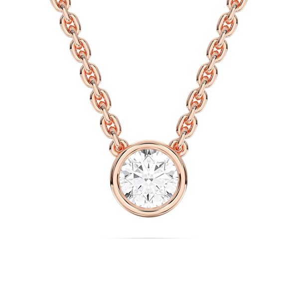 Picture of 0.50 Ct Lab-Grown Round Diamond Bezel Set Solitaire Pendant in Solid Gold With 18 Inch Chain Timeless Gift For Women