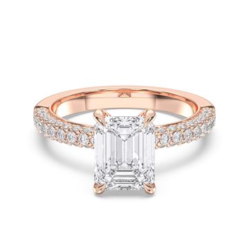 Picture of 4.70 Ct Emerald Cut & Round Brilliant Cut Lab-Grown Diamond Engagement Ring in Solid Gold For Women