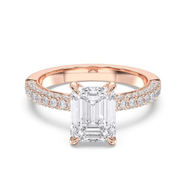 Picture of 4.70 Ct Emerald Cut & Round Brilliant Cut Lab-Grown Diamond Engagement Ring in Solid Gold For Women