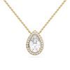 Picture of 2.15 Ct Lab-Grown Pear & Round Cut Diamond Halo Pendant in Solid Gold With 18 Inch Chain Timeless Gift For Women