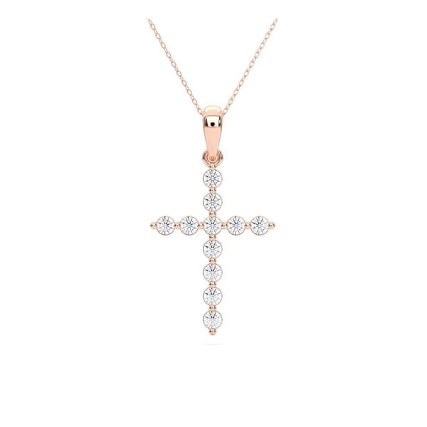 Picture of Elegant Cross Pendant with Chain For Women with 0.25 Ct Lab-Grown Round Diamond in Solid Gold – Modern Everyday Jewelry