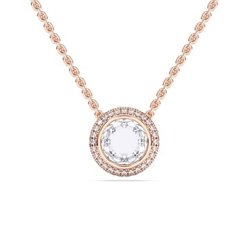 Picture of 2.15 Ct Lab-Grown Round Diamond Halo Pendant Necklace in Solid Gold – Brilliant Statement Jewelry Gift for Women