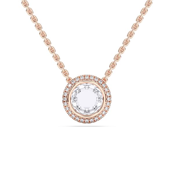 Picture of 2.15 Ct Lab-Grown Round Diamond Halo Pendant Necklace in Solid Gold – Brilliant Statement Jewelry Gift for Women
