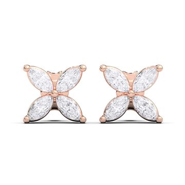 Picture of 2.00 Ct Marquise Cut Lab-Grown Diamond Push Back Stud Earring in Solid Gold For Women