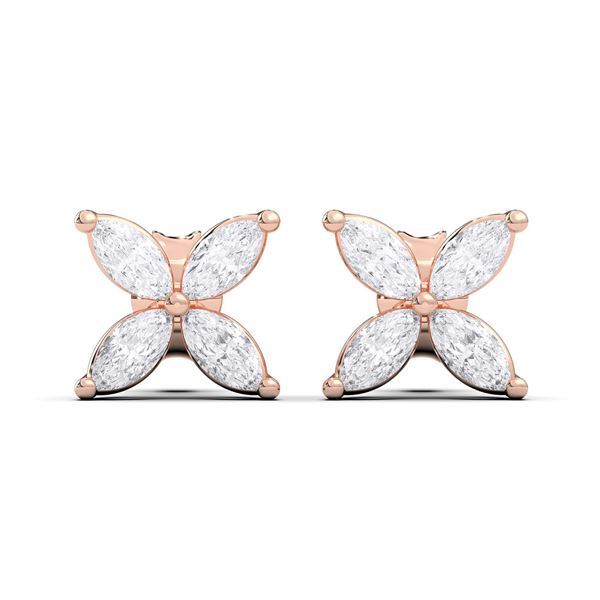Picture of 2.00 Ct Marquise Cut Lab-Grown Diamond Push Back Stud Earring in Solid Gold For Women