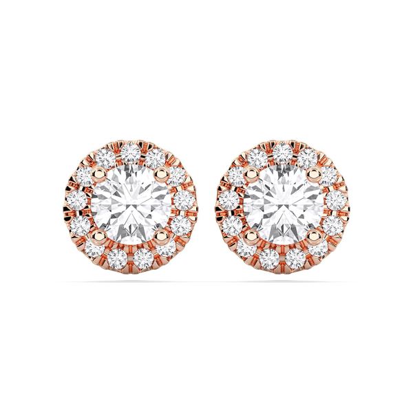 Picture of 3.25 Ct Round Cut Lab-Grown Diamond  Push Back Stud Earring in Solid Gold For Women