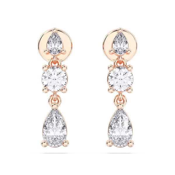 Picture of 1.02 Carat FG/VS Round Lab Grown Diamond Push Back Dangle Earring Made in Solid Gold
