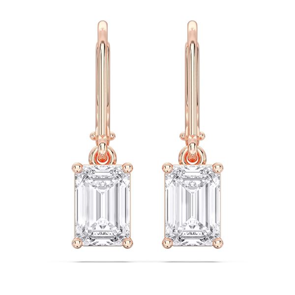 Picture of 4.00 Carat FG/VS Round Lab Grown Diamond Push Back Hoop Earring Made in Solid Gold