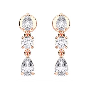 Picture of 2.00 Carat FG/VS Round Lab Grown Diamond Push Back Dangle Earring Made in Solid Gold