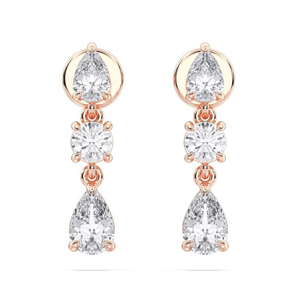 Picture of 2.00 Carat FG/VS Round Lab Grown Diamond Push Back Dangle Earring Made in Solid Gold