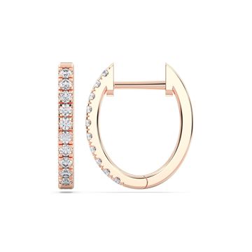 Picture of 0.200 Ct Round Cut Lab-Grown Diamond Push Back Hoop Earring in Solid Gold For Women