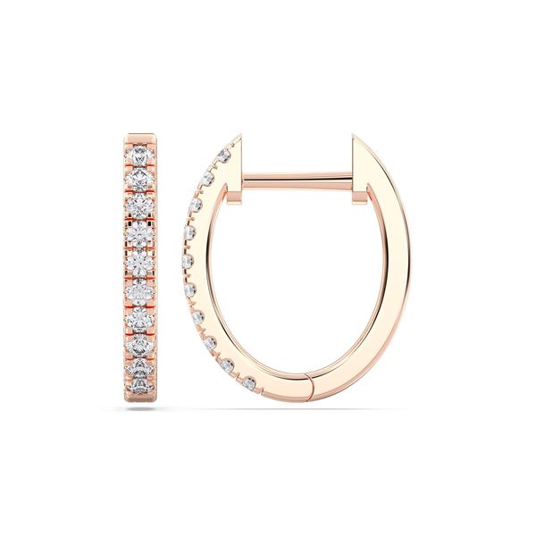 Picture of 0.200 Ct Round Cut Lab-Grown Diamond Push Back Hoop Earring in Solid Gold For Women