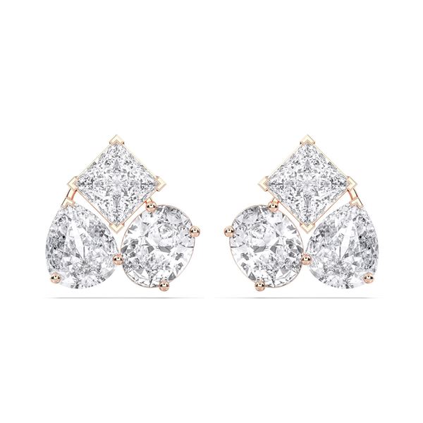Picture of 15.000 Ct Round Cut Lab-Grown Diamond Push Back Fashion Earring in Solid Gold For Women