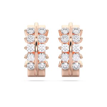 Picture of 0.730 Ct Round Cut Lab-Grown Diamond Push Back Hoop Earring in Solid Gold For Women